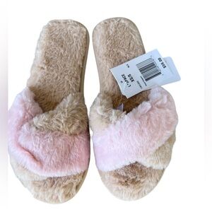 L Space Cloud Slippers in Pink and Brown 6-7